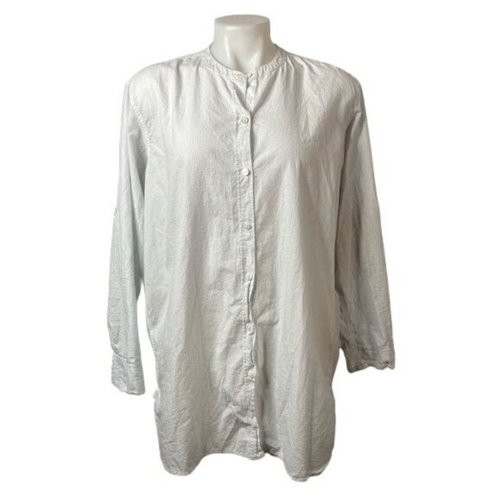 Pure DKNY Pin Striped White Button Down Boyfriend’s Shirt Dress Size M - Picture 5 of 12
